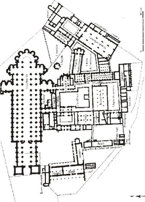 Grundriss der Abtei von Cluny in Burgund