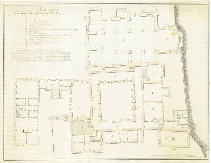 Historischer Grundriss des Klosters von 1802 nach H. Sandfort